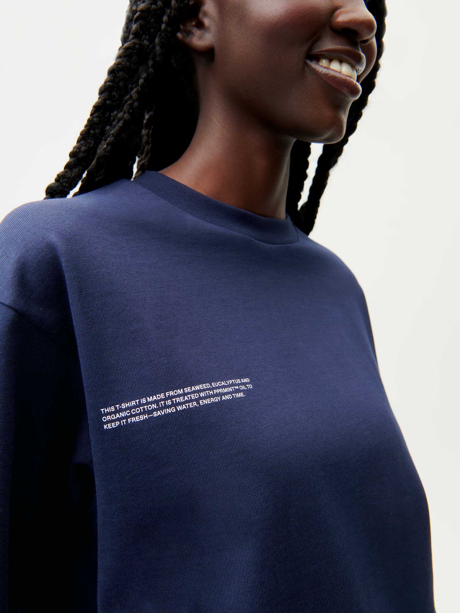 Womens Relaxed Fit Cotton T-shirt with C-FIBER™ - Navy Blue - 3