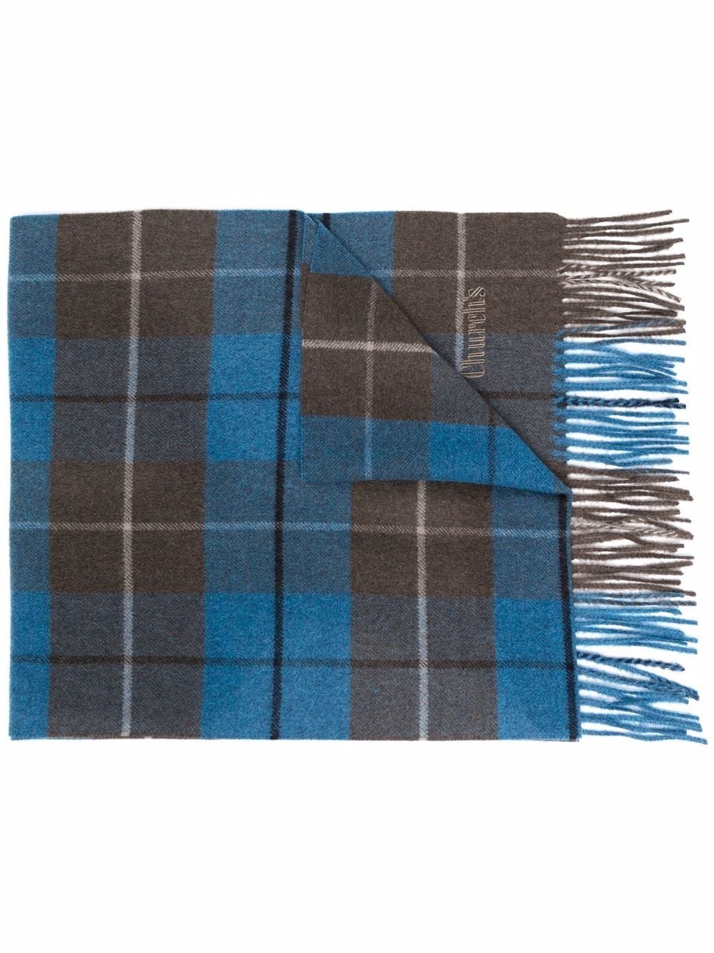 tartan-print fringed-edge scarf - 1