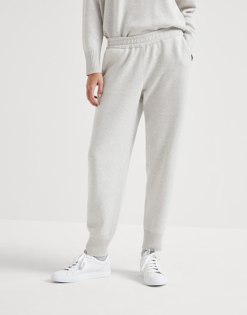 Virgin wool, cashmere and silk knit trousers 1