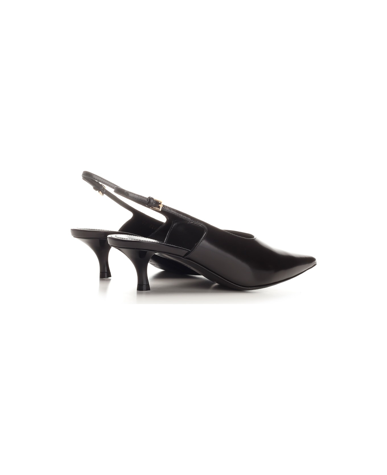 Black Leather Slingbacks - 3
