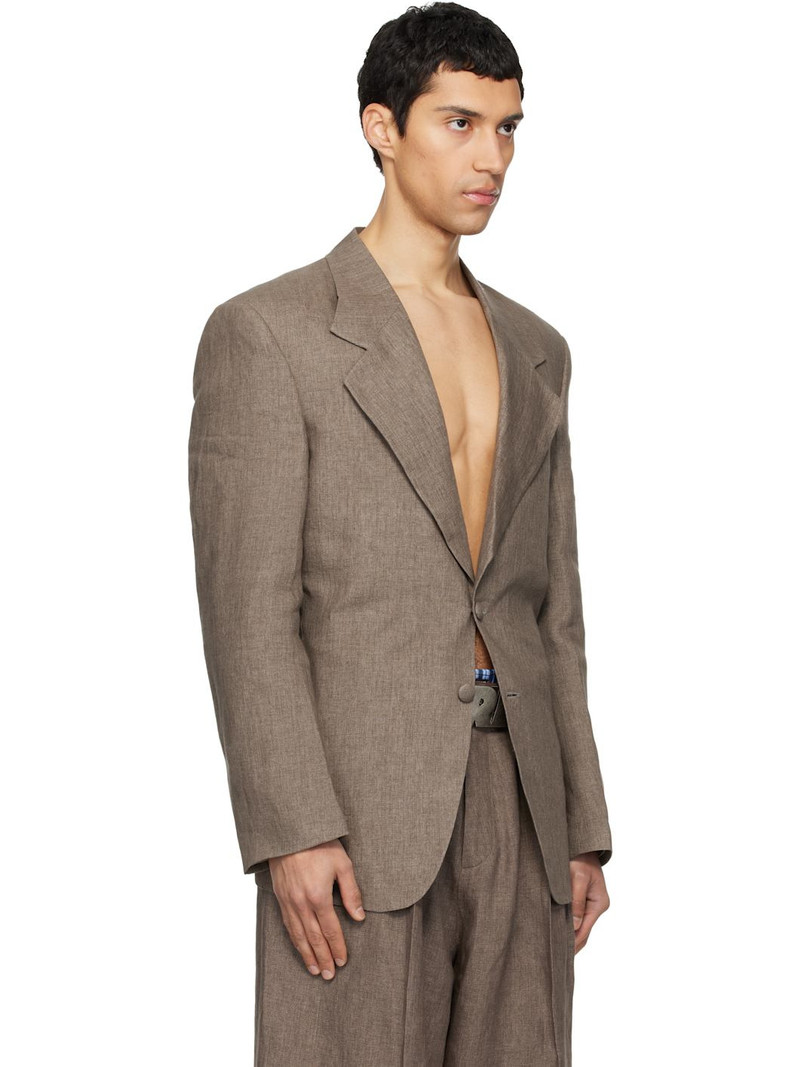 Beige 3 Button Tailored Blazer 2