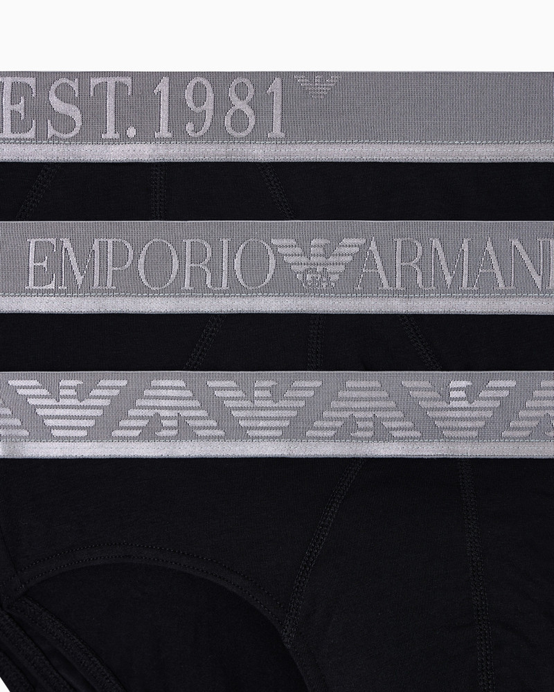 EMPORIO ARMANI THREE-PACK OF ASV SHINY LOGOBAND ORGANIC JERSEY BRIEFS outlook