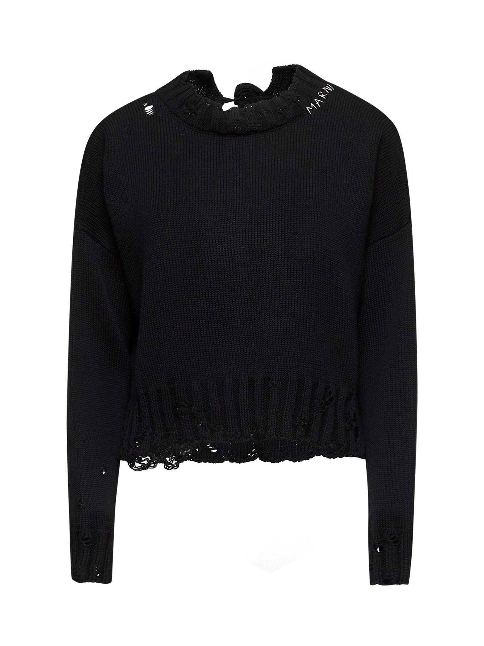Marni Women Black Cotton Crop Sweater - 1