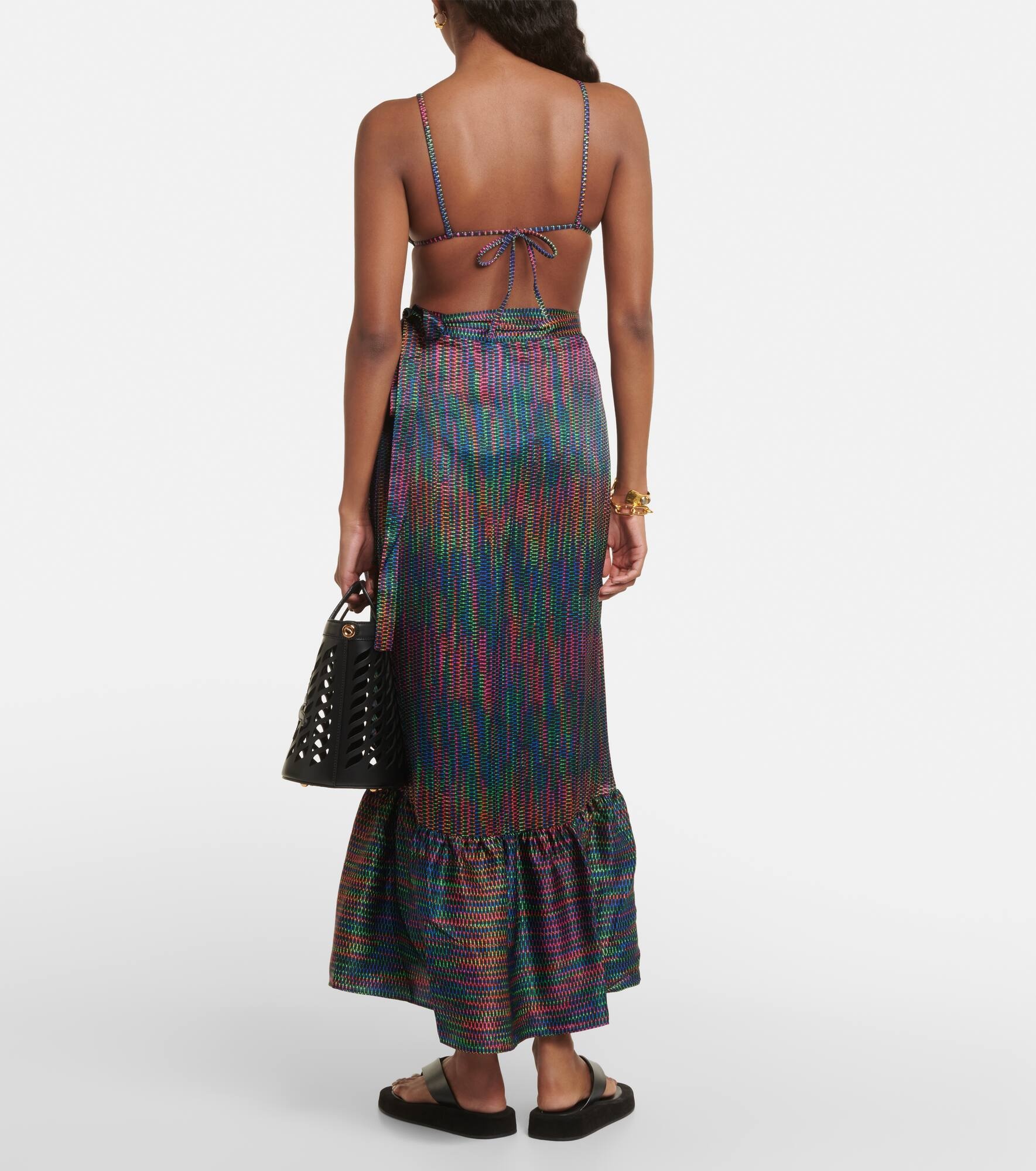 Néon printed silk satin wrap skirt - 3
