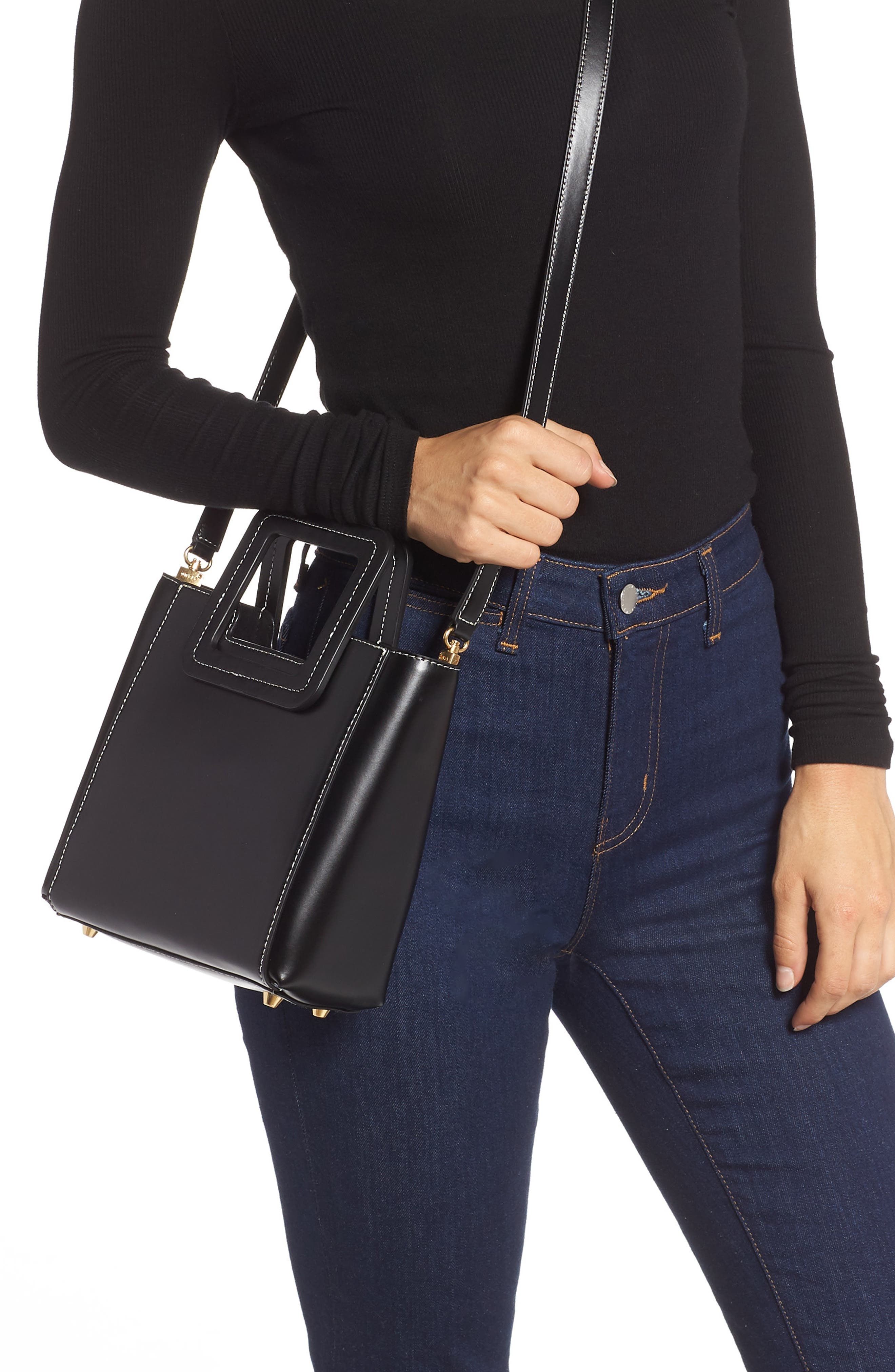 STAUD Mini Shirley Leather Satchel in Black at Nordstrom - 2