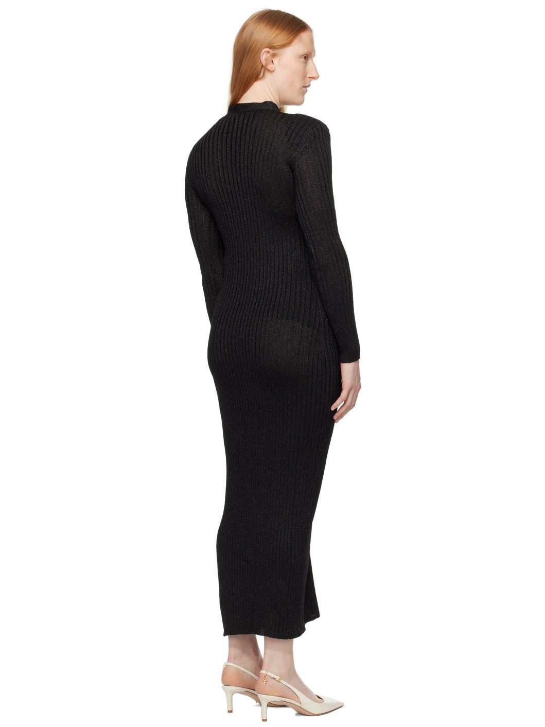 Black Metallic Midi Dress - 3