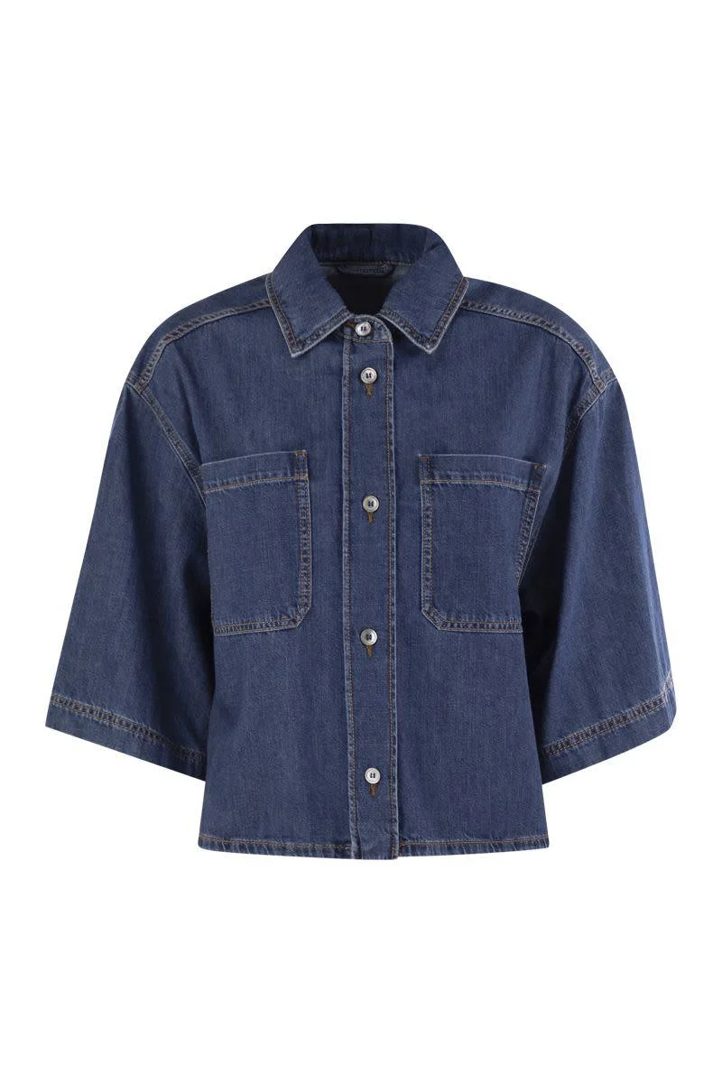 Weekend Max Mara Enza - Denim Crop Shirt - 1