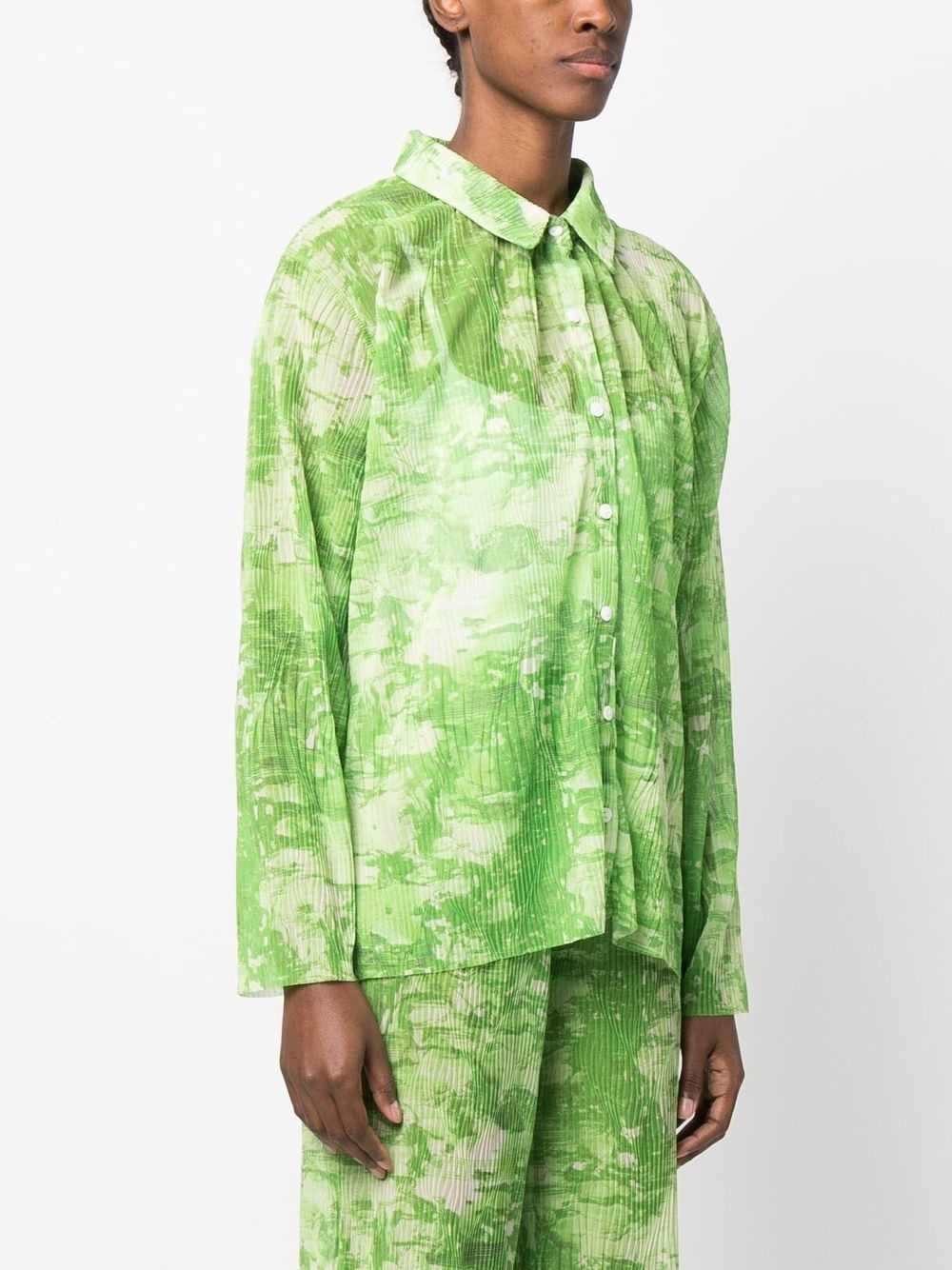 printed plissé shirt - 3