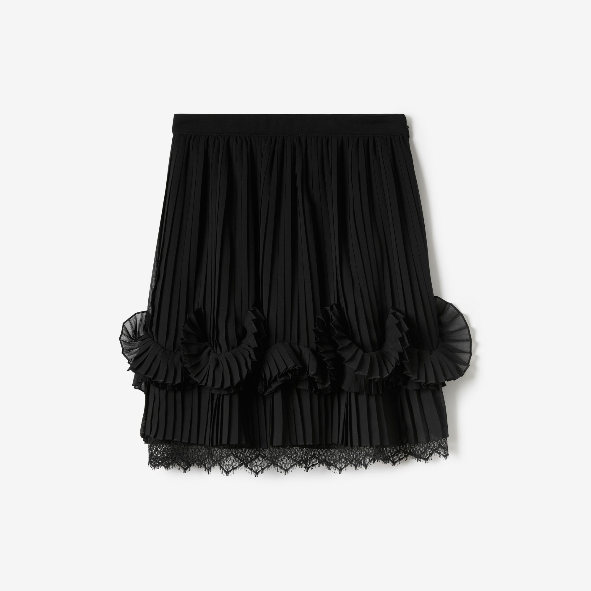 Lace Trim Pleated Mini Skirt - 1