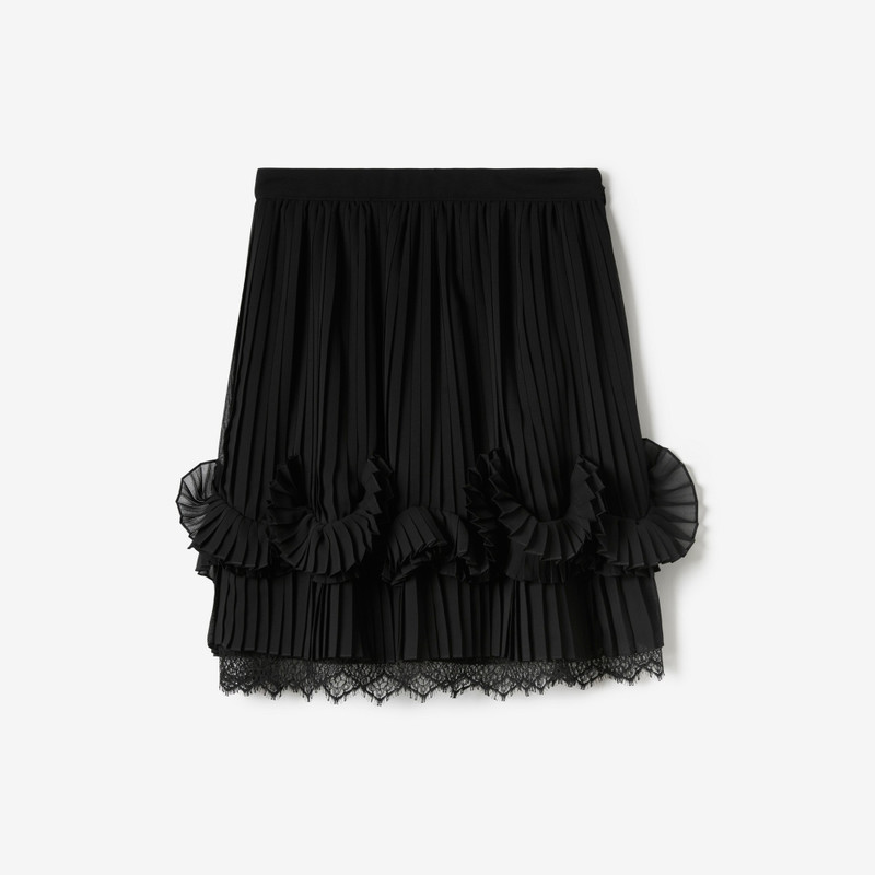 Lace Trim Pleated Mini Skirt - 1