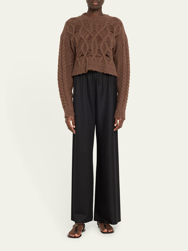 AISLING CAMPS Distress Crop Cable Wool Cashmere Sweater outlook