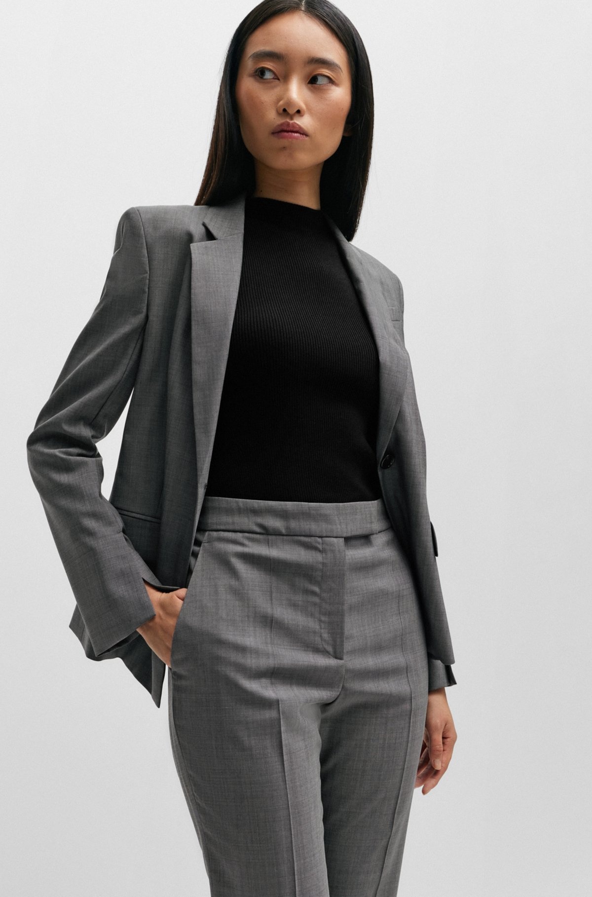 SLIM-FIT TROUSERS IN ITALIAN VIRGIN-WOOL SHARKSKIN - 5