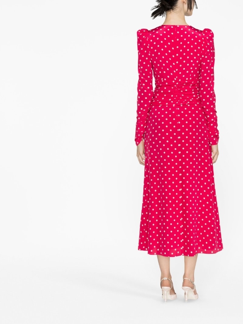 polka dot-print long-sleeve midi dress - 3