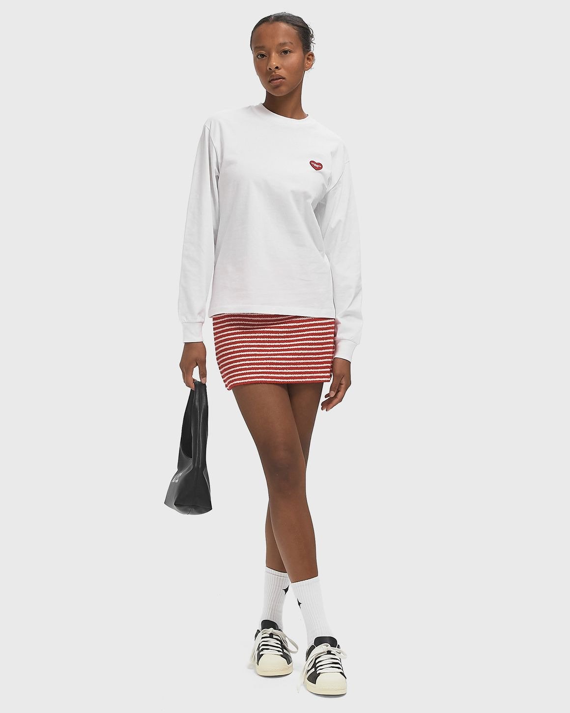 Serif Logo Striped Terry Aline Skirt - 2