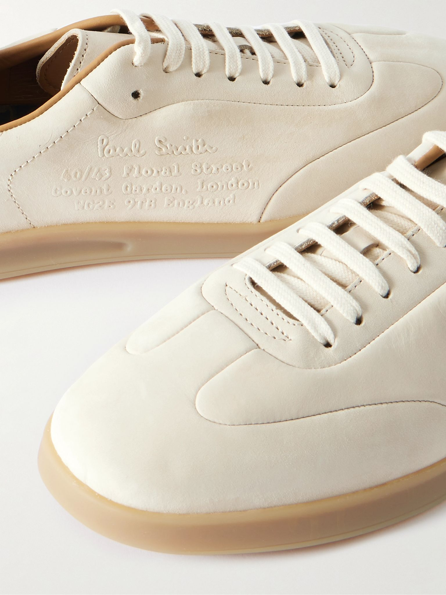 Bailey Logo-Embossed Nubuck Sneakers Cream - 5