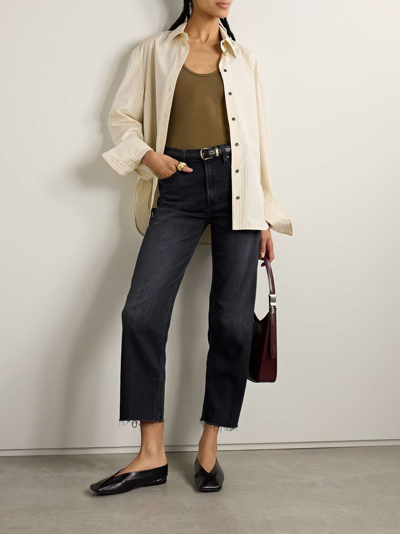 Citizens of Humanity Palma frayed high-rise straight-leg jeans Black outlook