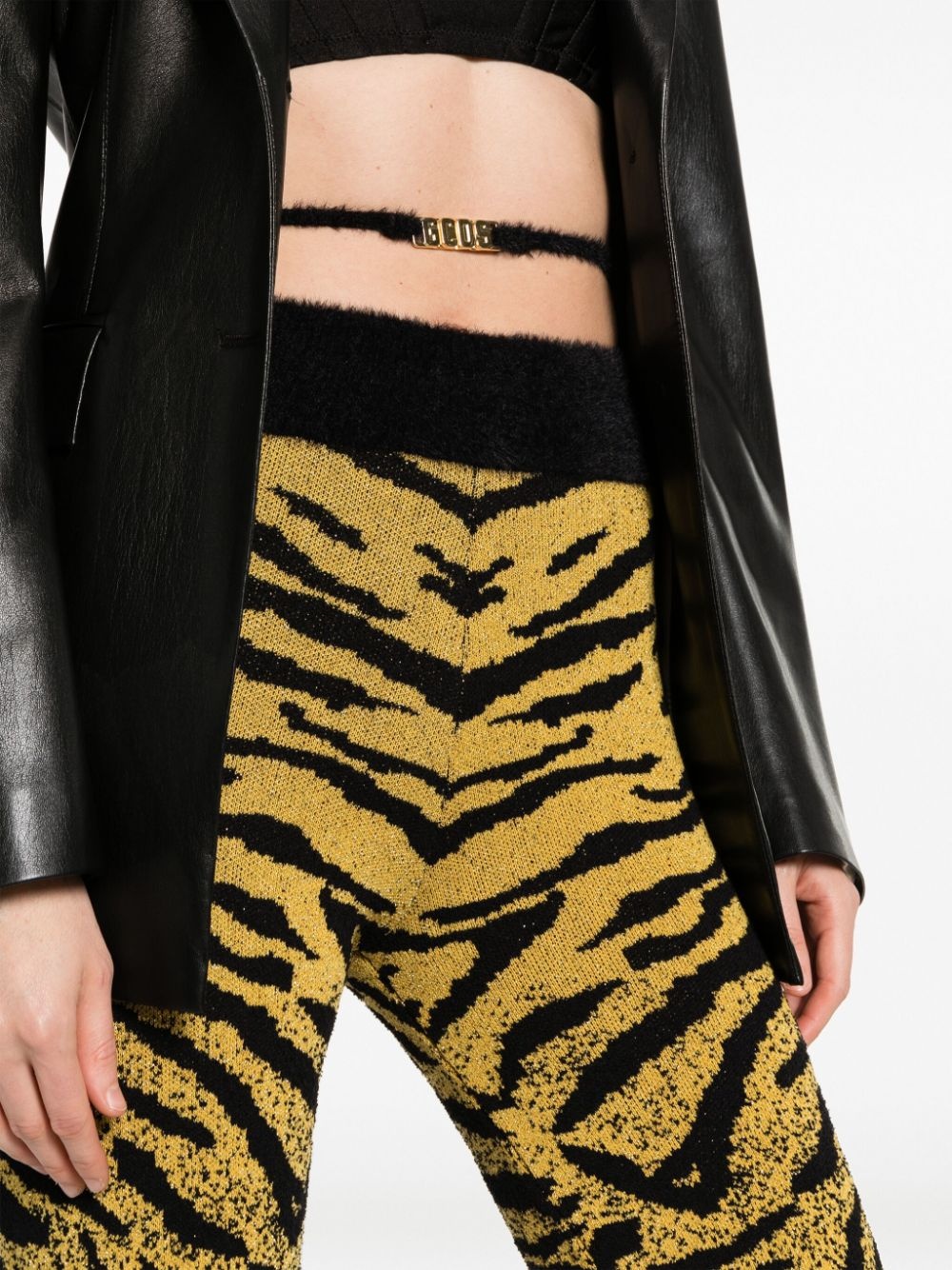 zebra-patterned jacquard trousers - 5