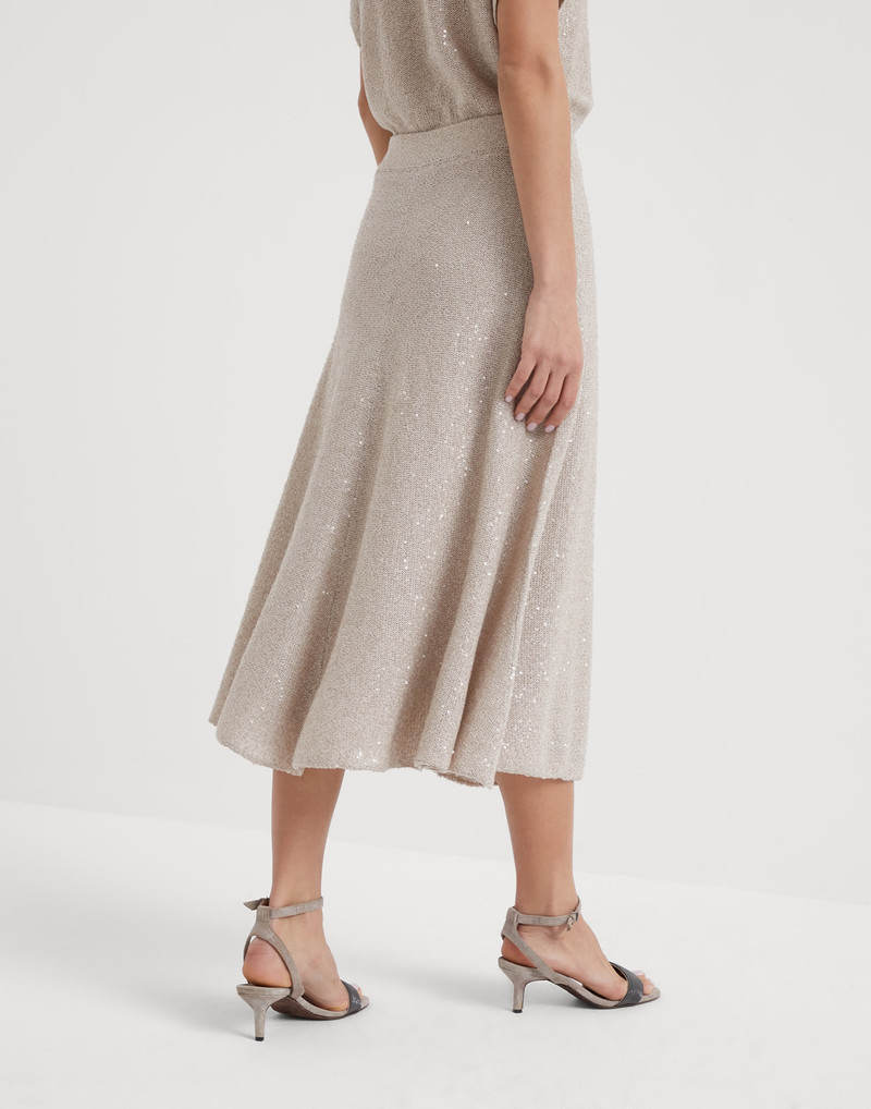 Brunello Cucinelli Linen, cashmere and silk dazzling texture knit skirt outlook
