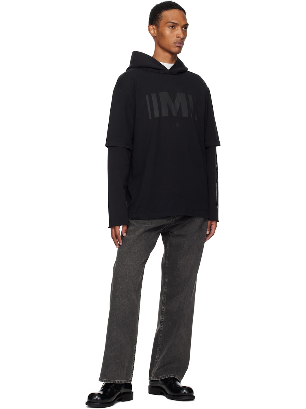 Black Printed Hoodie - 5