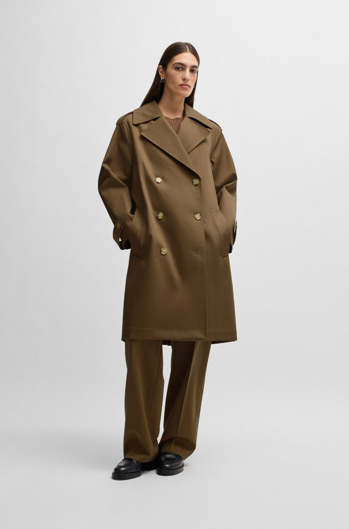 DOUBLE-BREASTED COAT IN WATER-REPELLENT COTTON - 2