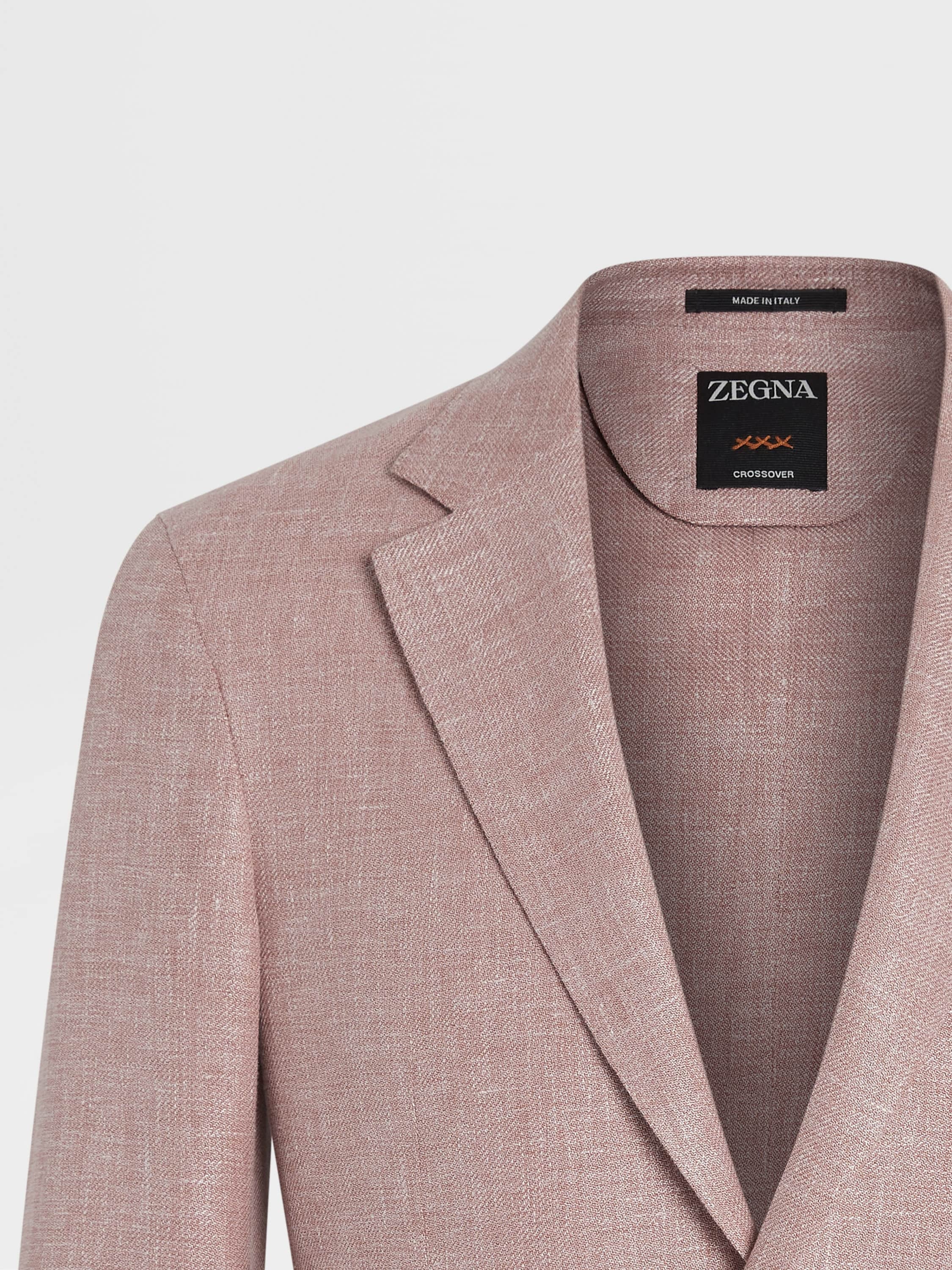 LIGHT BRICK RED CROSSOVER LINEN WOOL AND SILK BLEND JACKET - 3