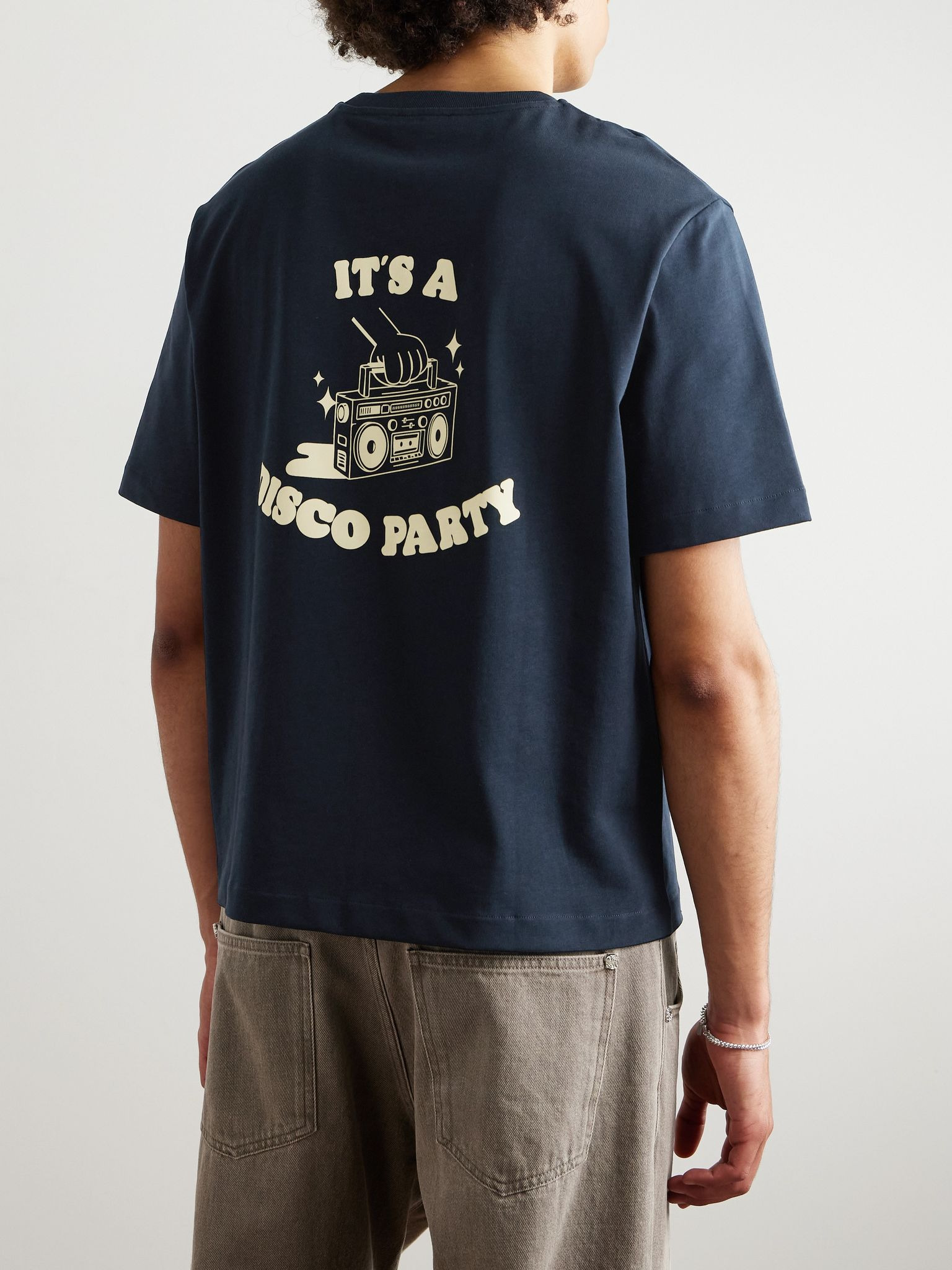 Disco Logo-Print Organic Cotton-Jersey T-Shirt Navy - 4