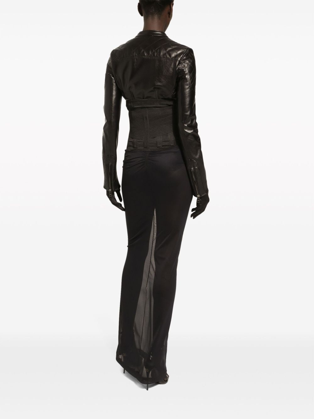 zip-up leather jacket - 4
