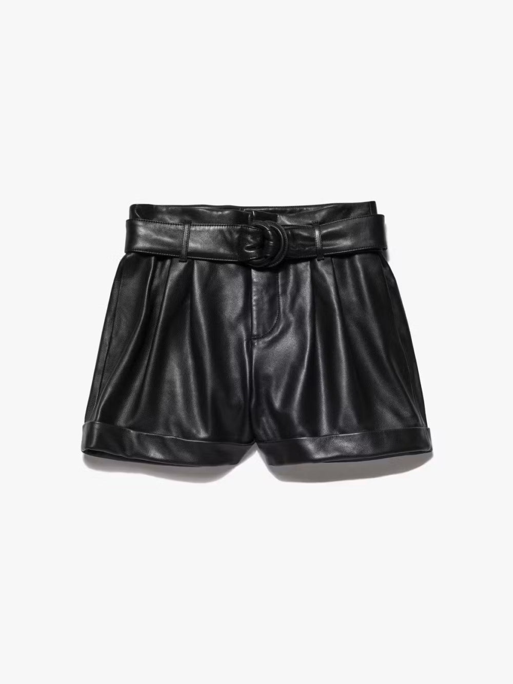 Paperbag Leather Short in Noir - 1