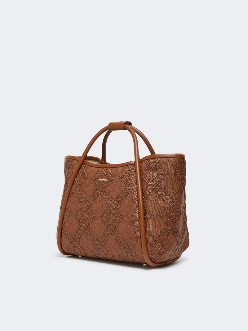 Max Mara MARINES Small Marine bag in diamond-patterned basketweave - AMBER BROWN outlook