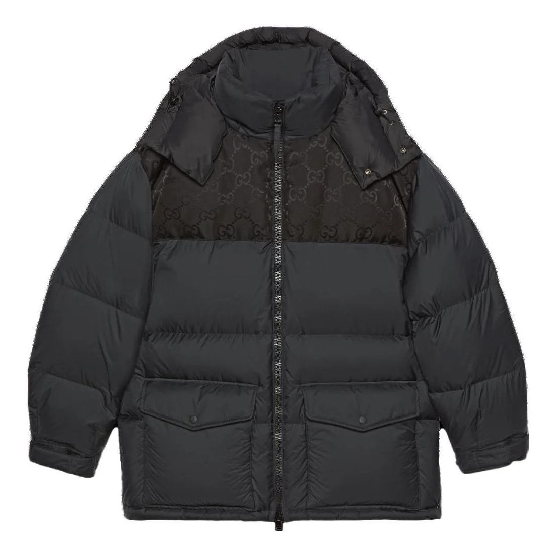 Gucci Nylon Down Jacket With GG Inserts 'Black' 762558-Z8BNG-1000 - 1