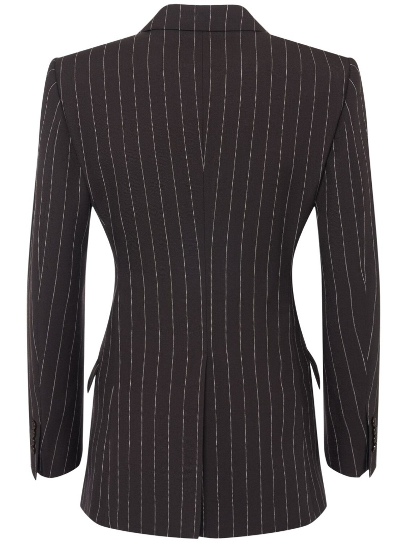 Pinstriped double breasted wool jacket - 5