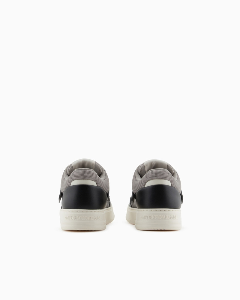 EMPORIO ARMANI LEATHER AND MESH SNEAKERS WITH CONTRASTING DETAILS outlook