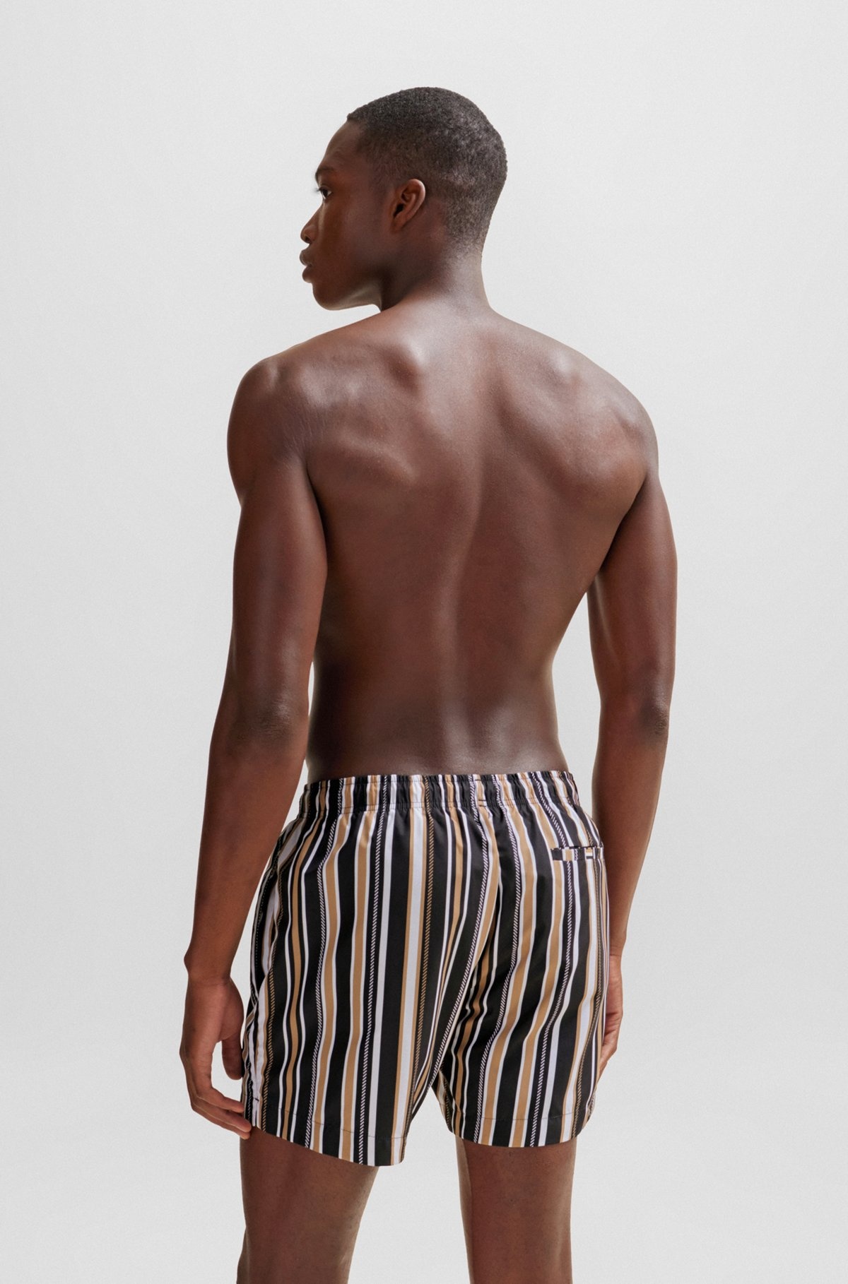 FULLY LINED SWIM SHORTS IN STRIPED QUICK-DRY FABRIC - 4