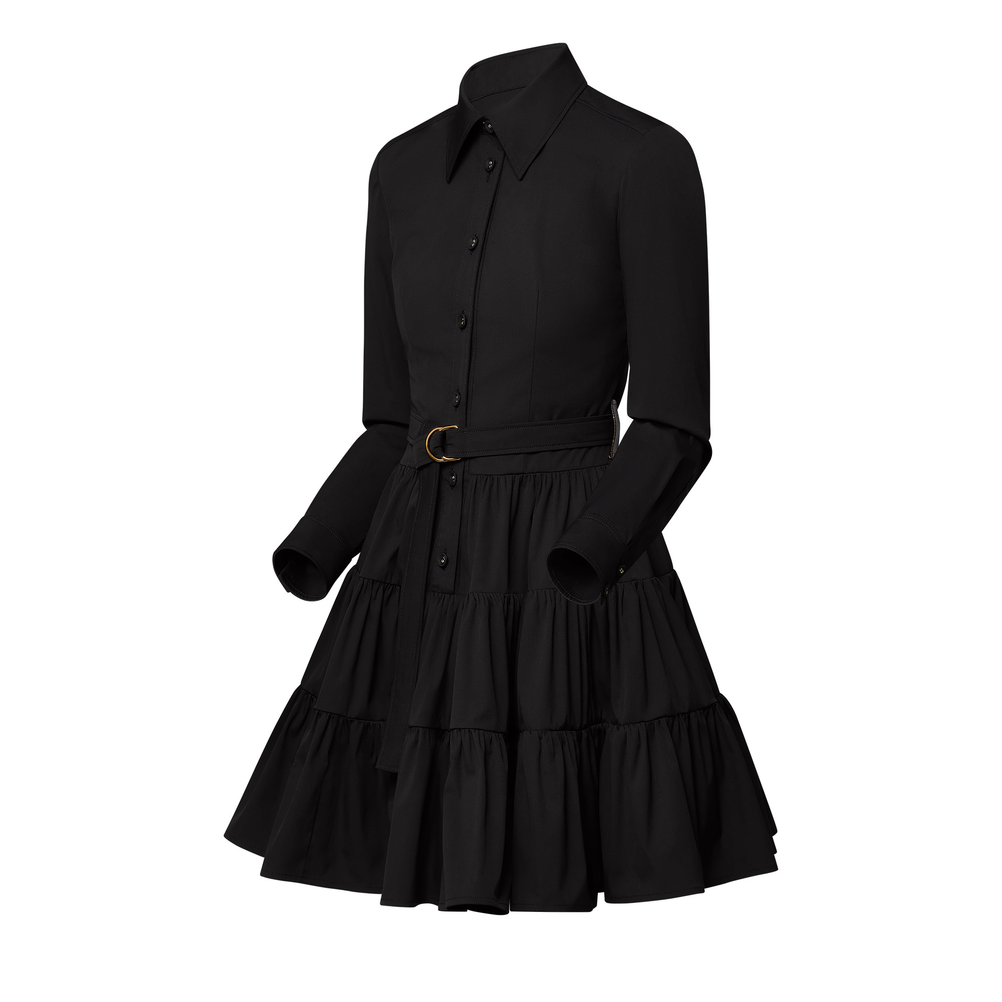 Belted Tiered Shirt Dress - 2