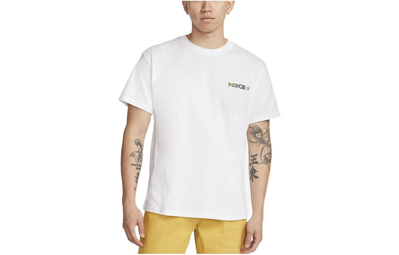 Men's Nike SB Skateboard Cartoon Printing Straight Casual Short Sleeve White T-Shirt DR7762-100 - 1