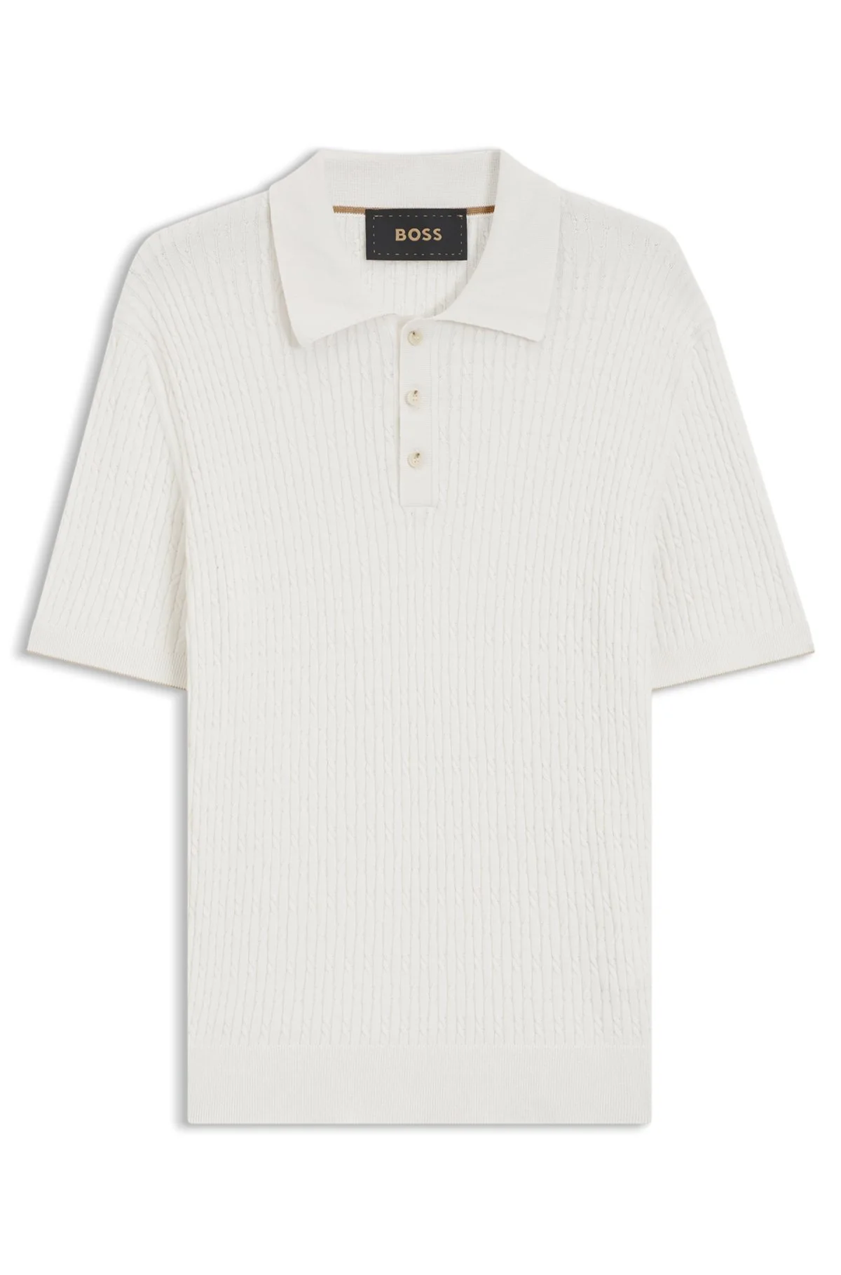 CABLE-KNIT POLO SWEATER IN COTTON AND CASHMERE - 1