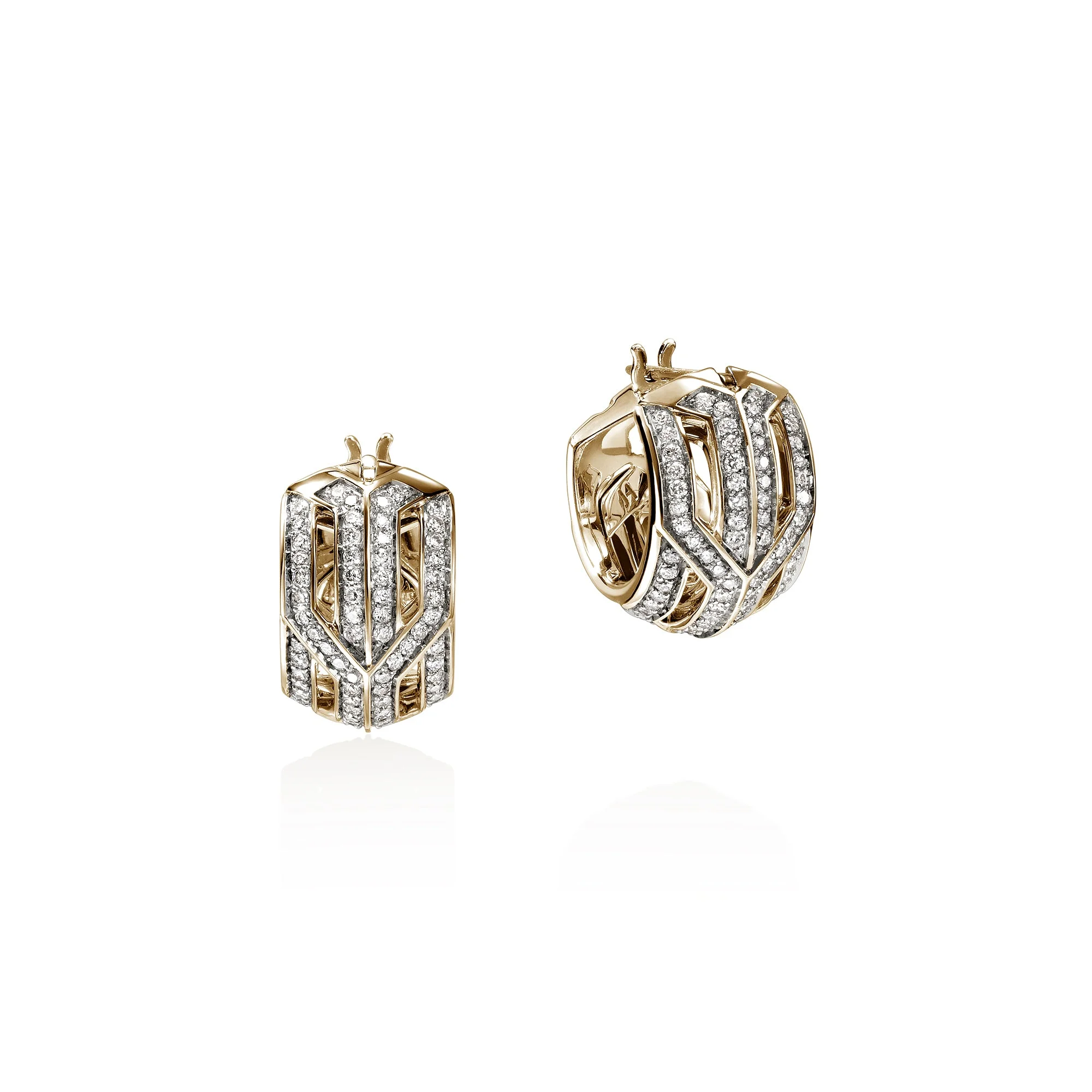 Icon 50 Hoop Earrings, Gold, Diamonds, 15MM - 1