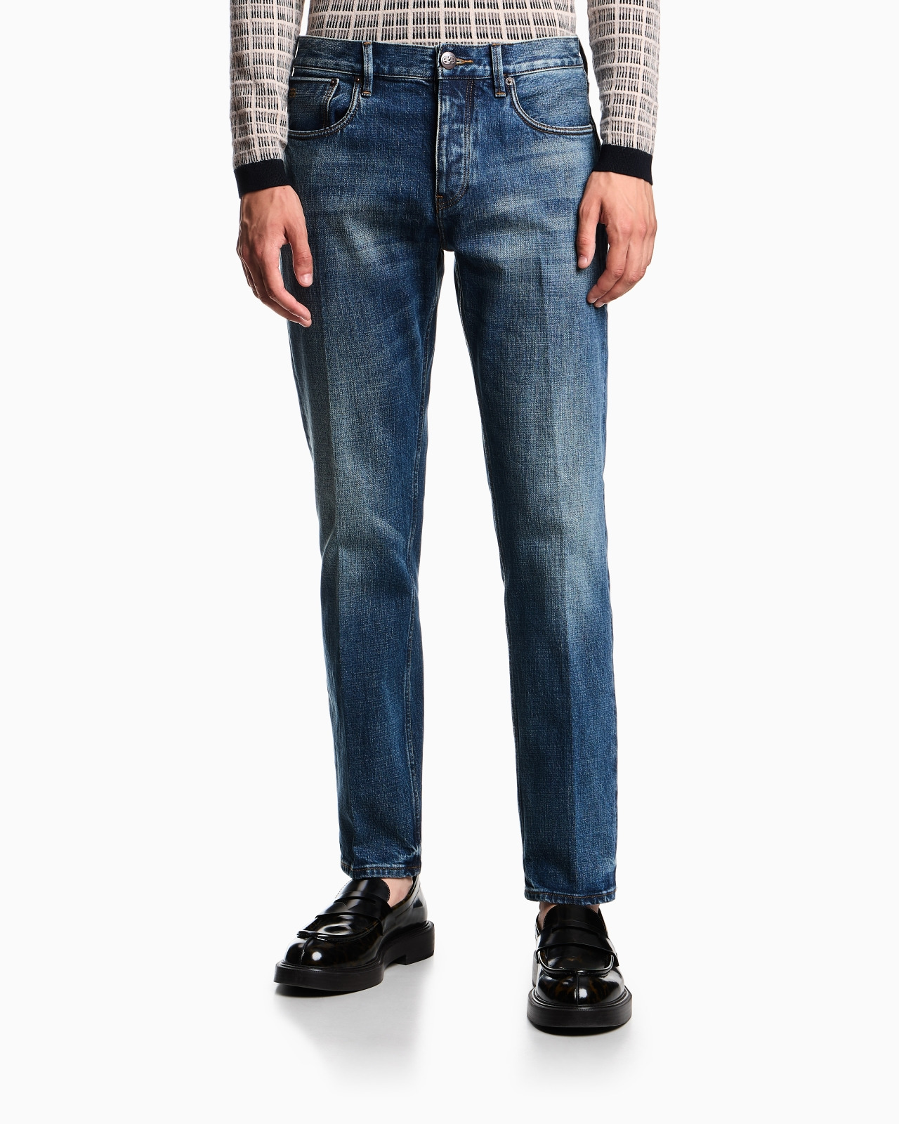 J41 STRAIGHT-FIT VINTAGE JEANS IN EMPORIO ARMANI LAB DENIM - 4