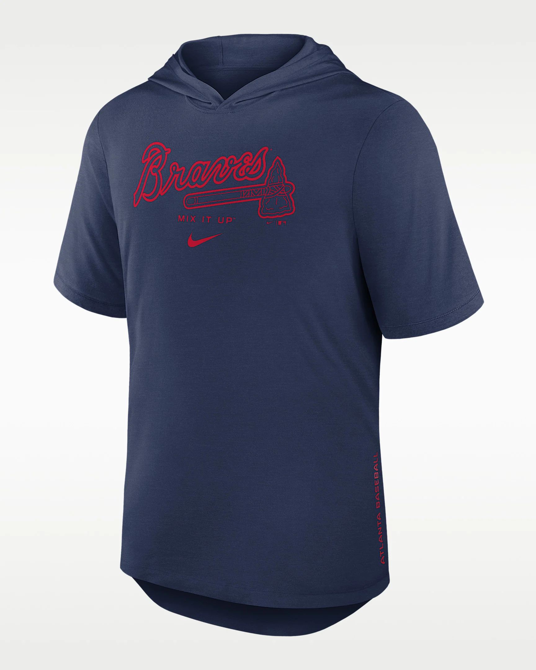 Atlanta Braves Arched Wordmark Men's Nike Dri-FIT MLB Hooded T-Shirt - 1