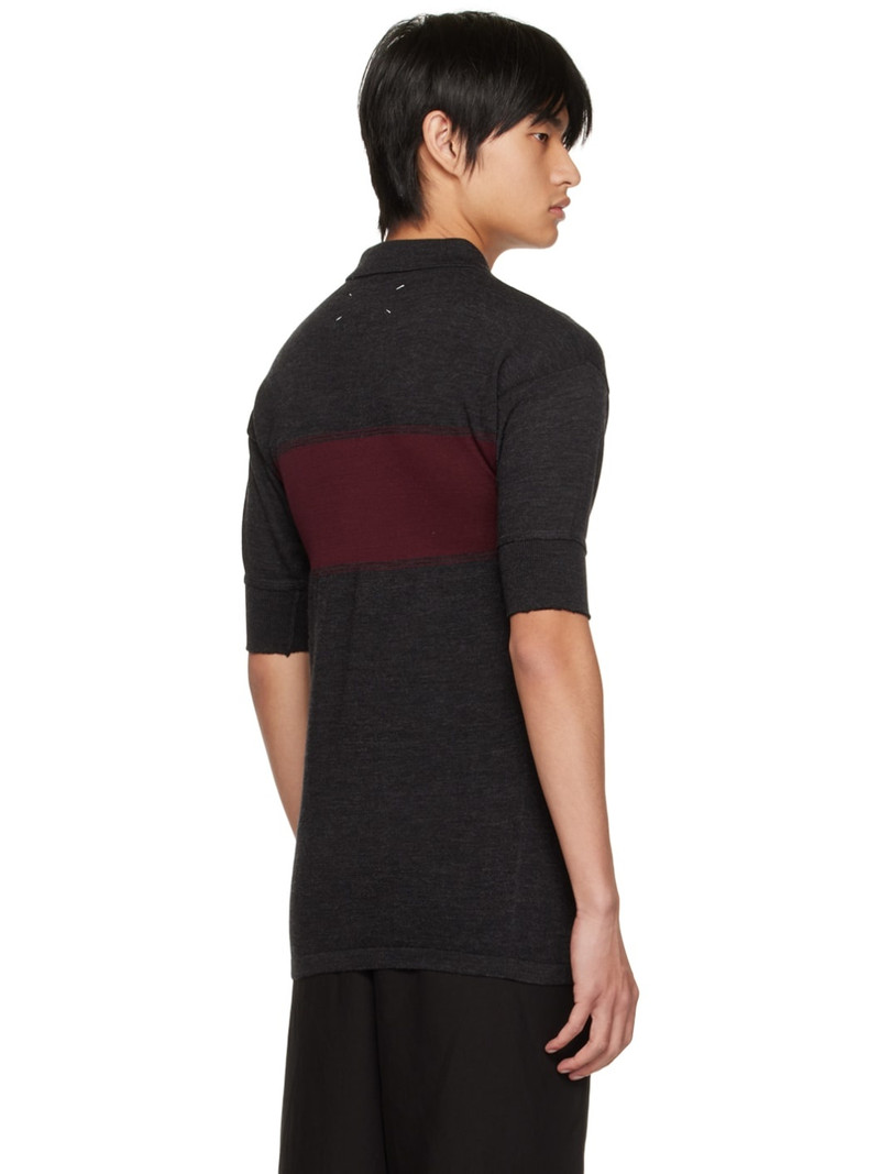 Gray & Burgundy Stripe Polo 3