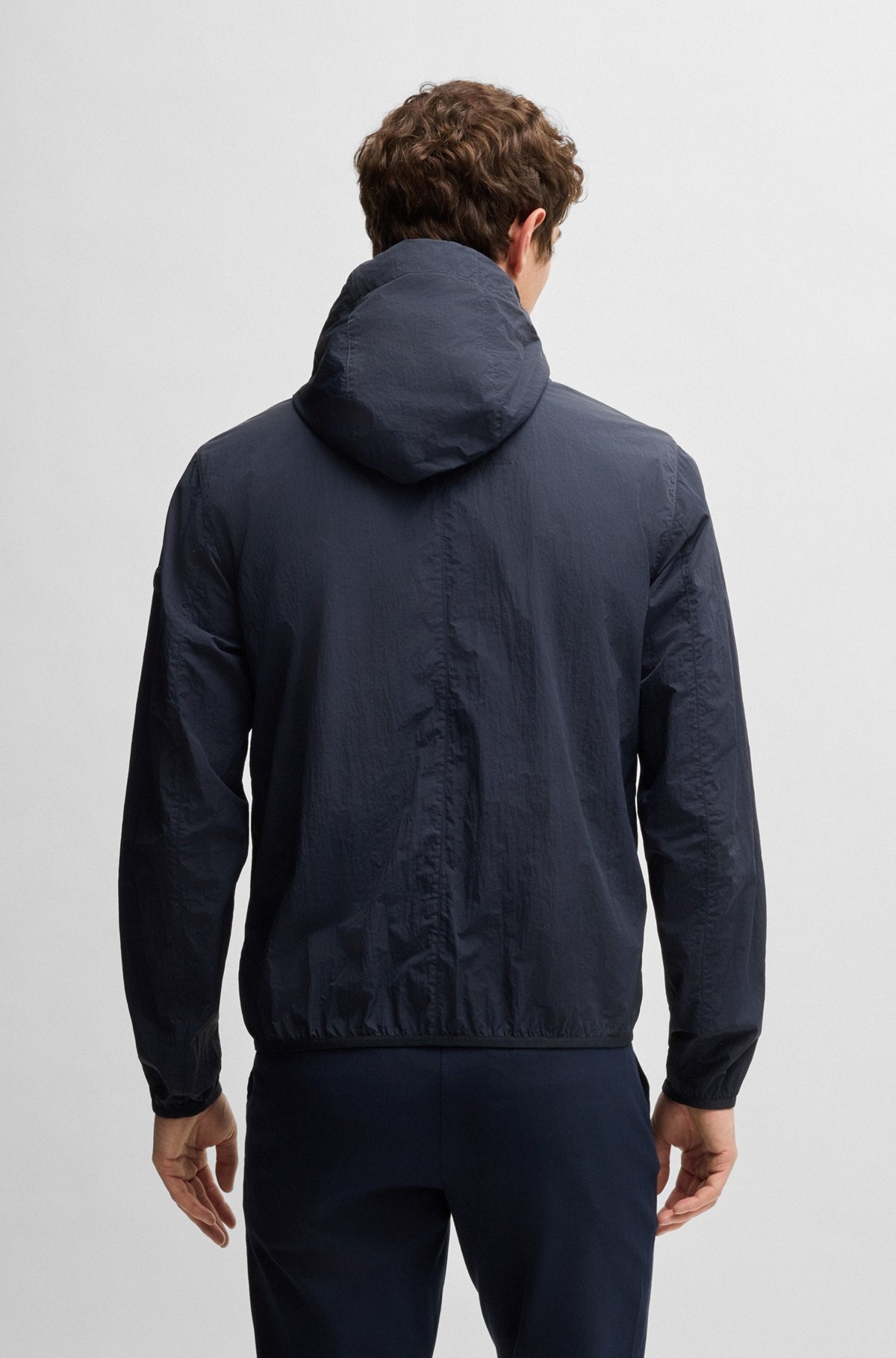 WATER-REPELLENT JACKET IN CRINKLE FABRIC WITH ADJUSTABLE HOOD - 4
