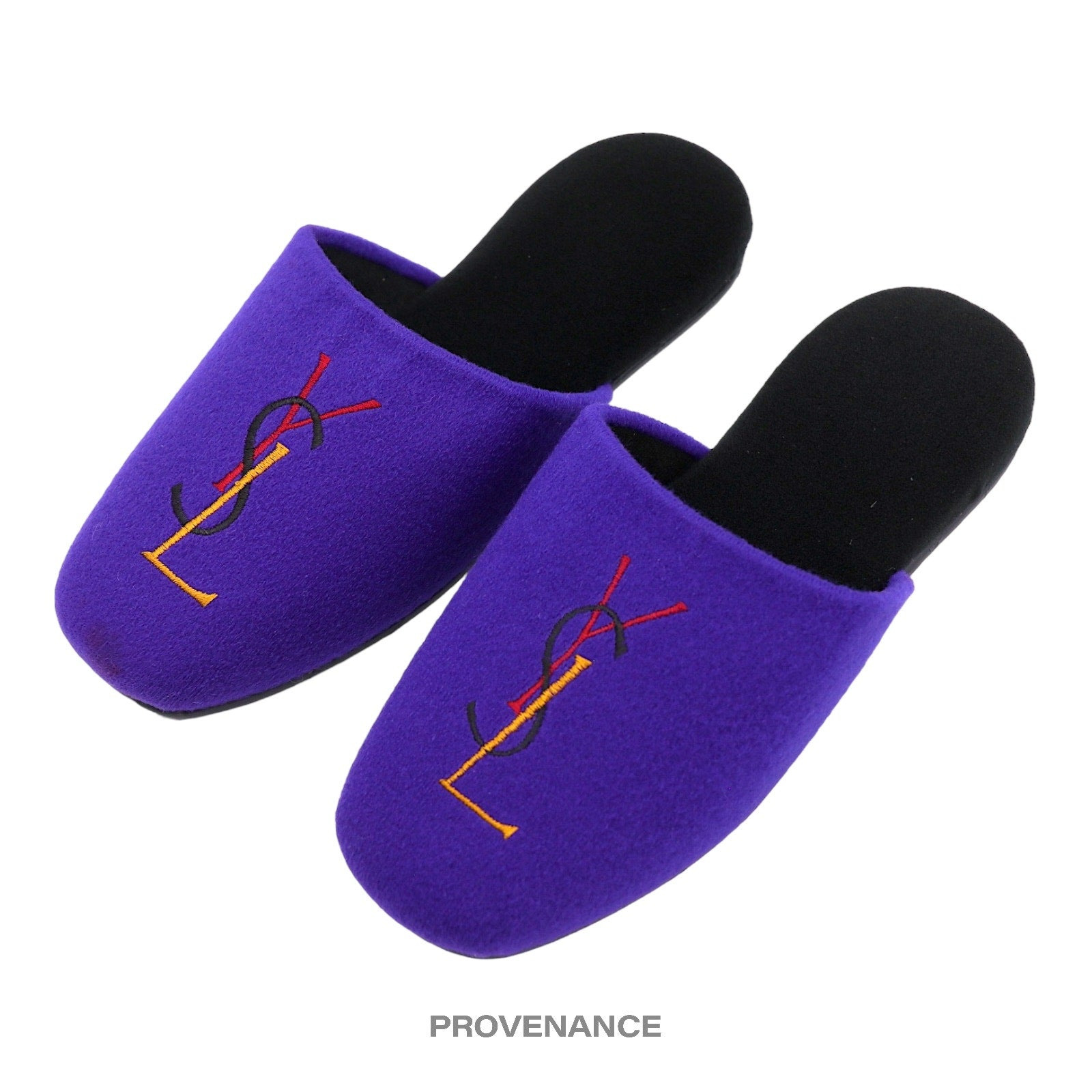 Yves Saint Laurent YSL Velour Logo Slipper - Purple - 4
