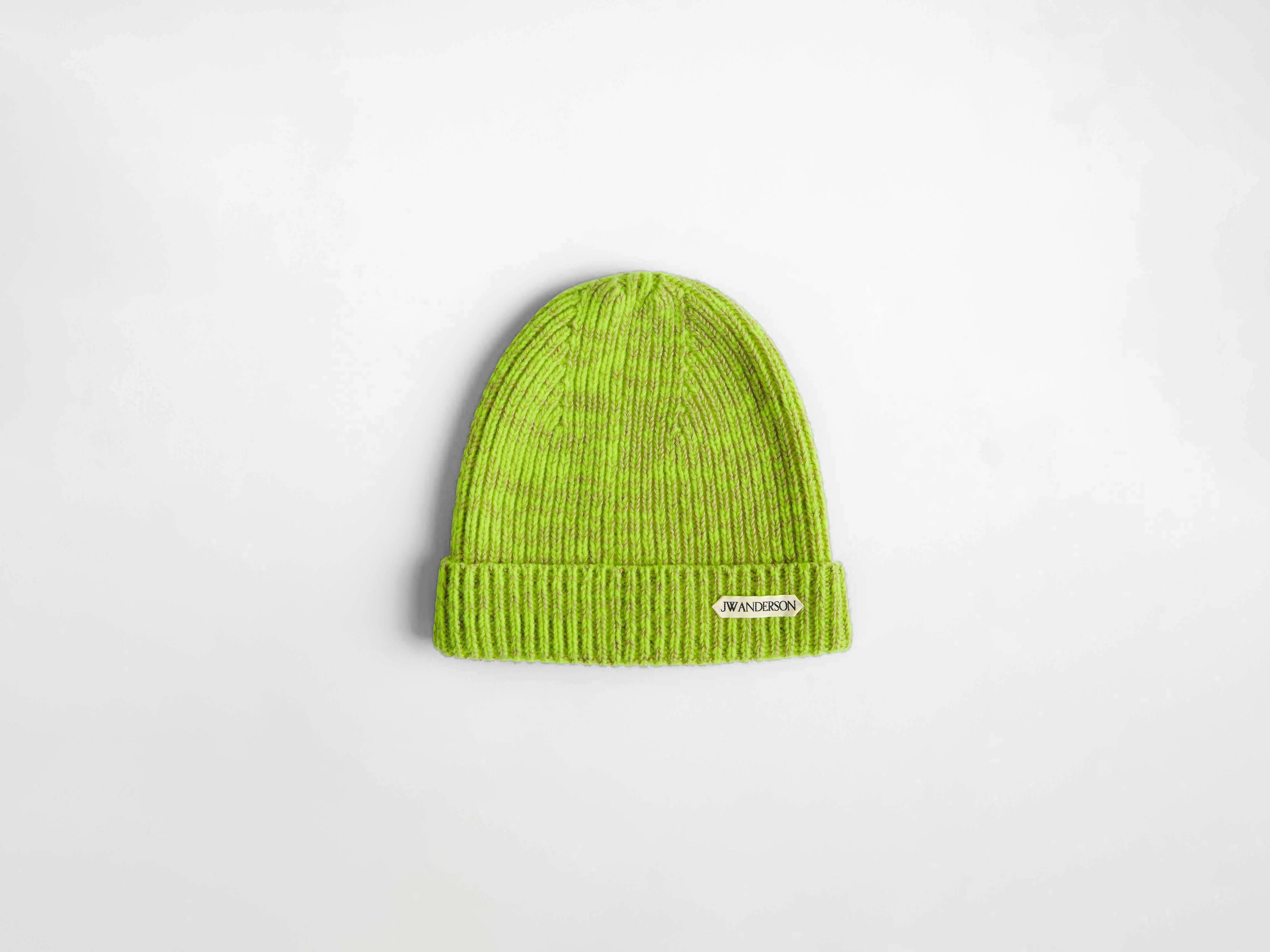 MOULINE BEANIE HAT IN NEON YELLOW - 1