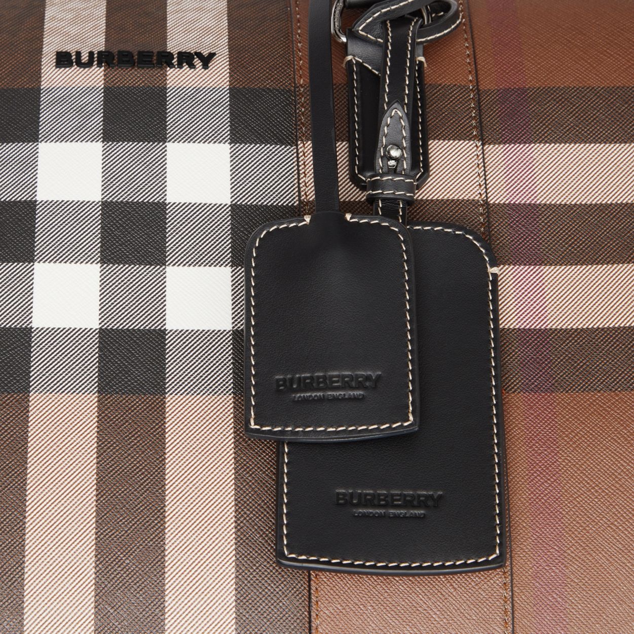 Logo Detail Check and Leather Holdall - 2