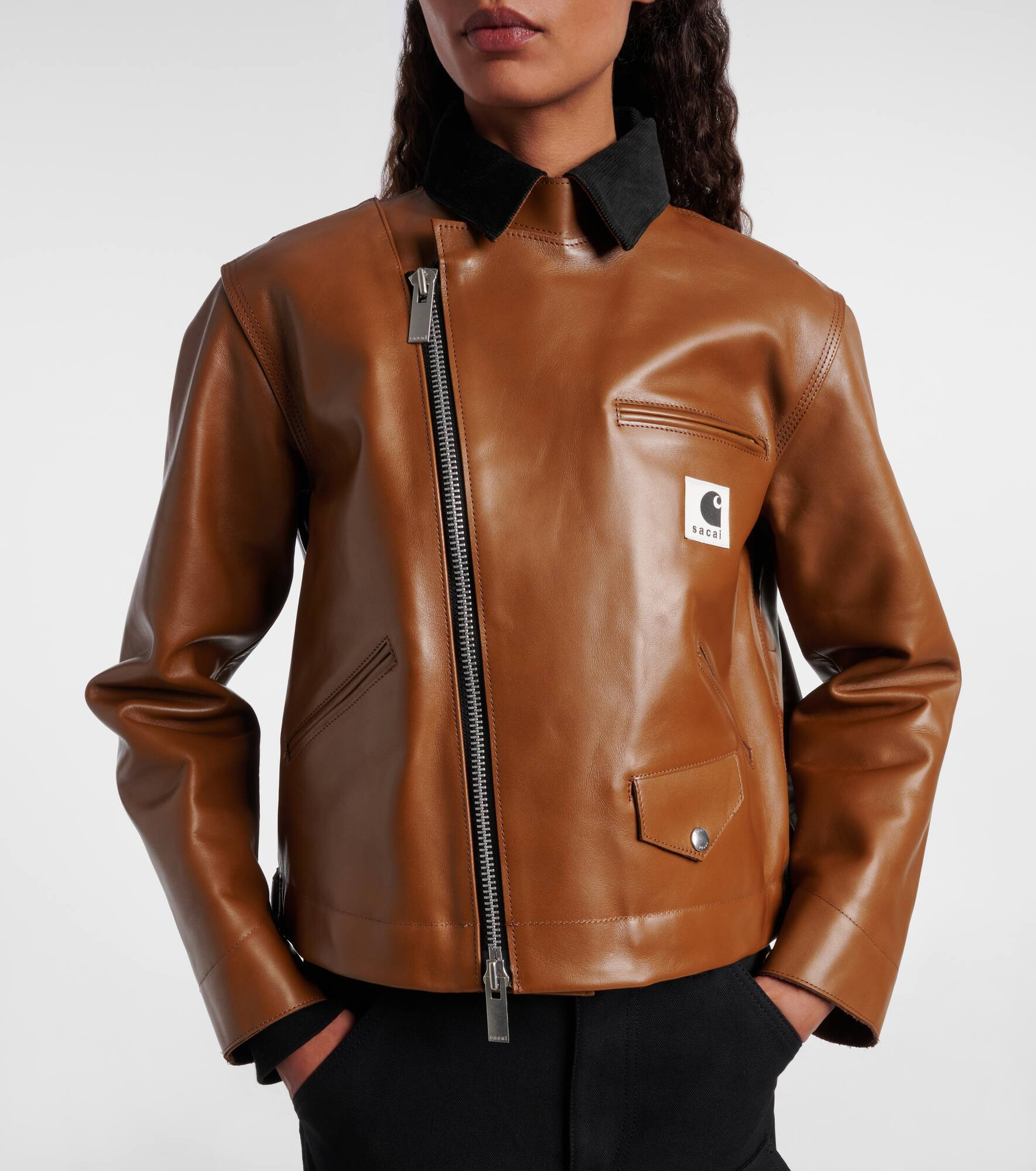 x Carhatt asymmetric leather jacket - 6