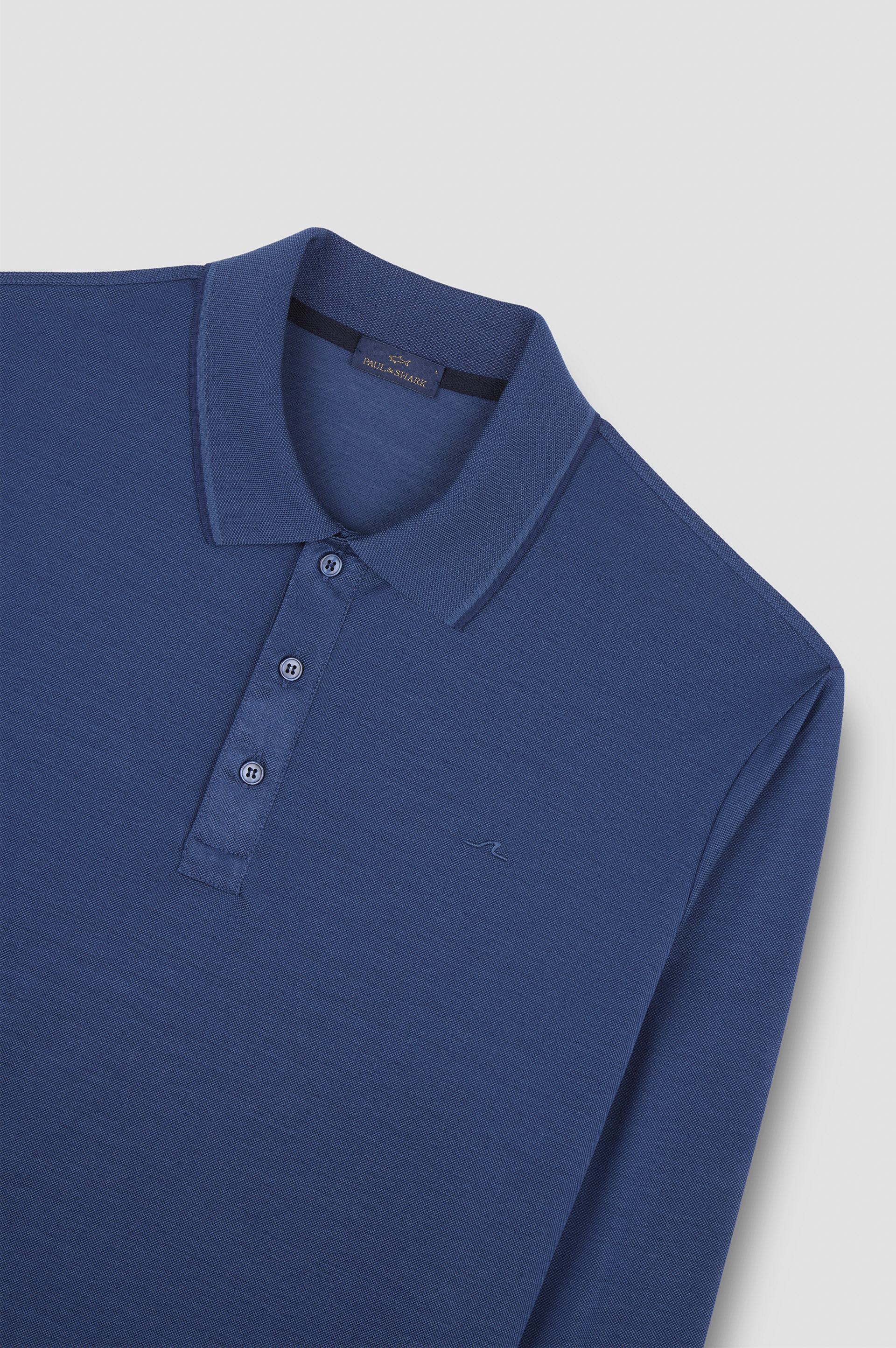 TWO-TONE PIQUÉ COTTON POLO SHIRT WITH SHARK FIN EMBROIDERY - 5