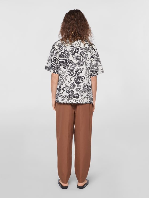 DARTED LIGHTWEIGHT COTTON TWILL TROUSERS - 3