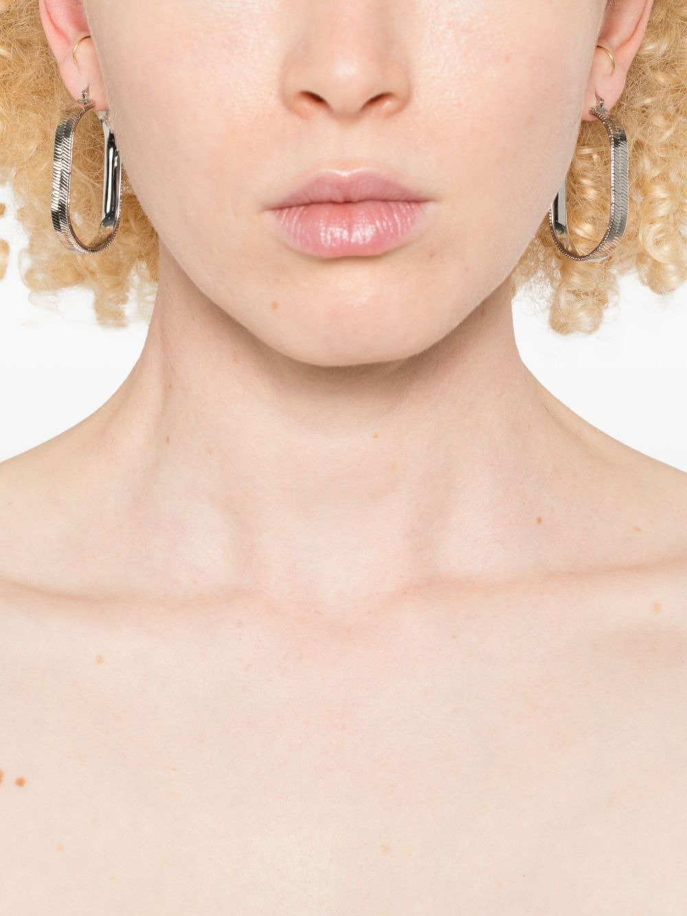 textured oval-hoop earrings - 2
