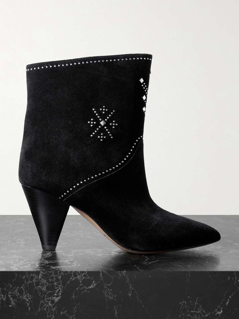 Loline studded suede ankle boots Black 1