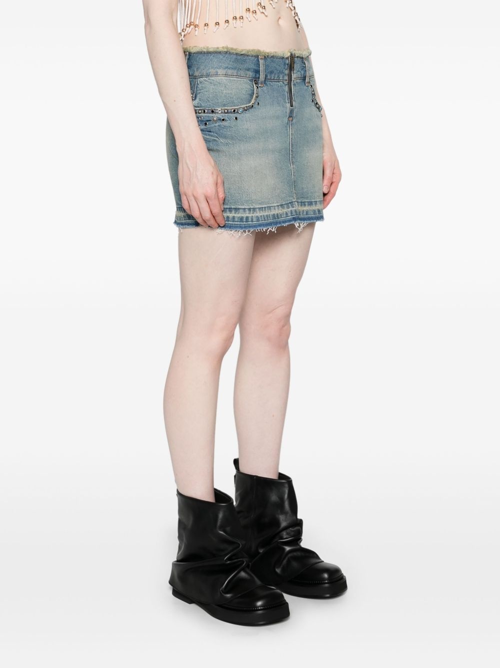frayed-brim denim miniskirt - 3